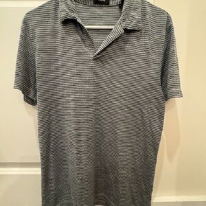 Theory Gray Striped Polo Shirt